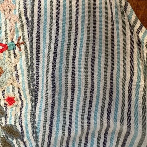 Johnny Was Workshop Cyrielle Effortless Boho Tank Dress StripedEmbroidered small